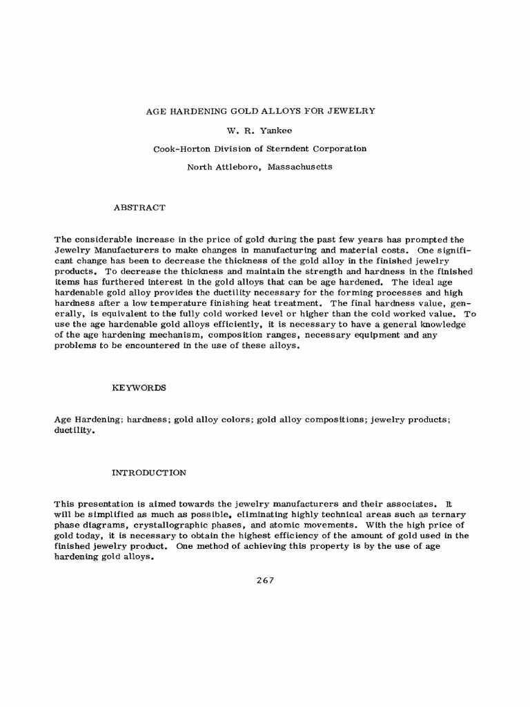 Age Hardening in Gold Alloys for Jewelry | PDF | Alloy | Fineness
