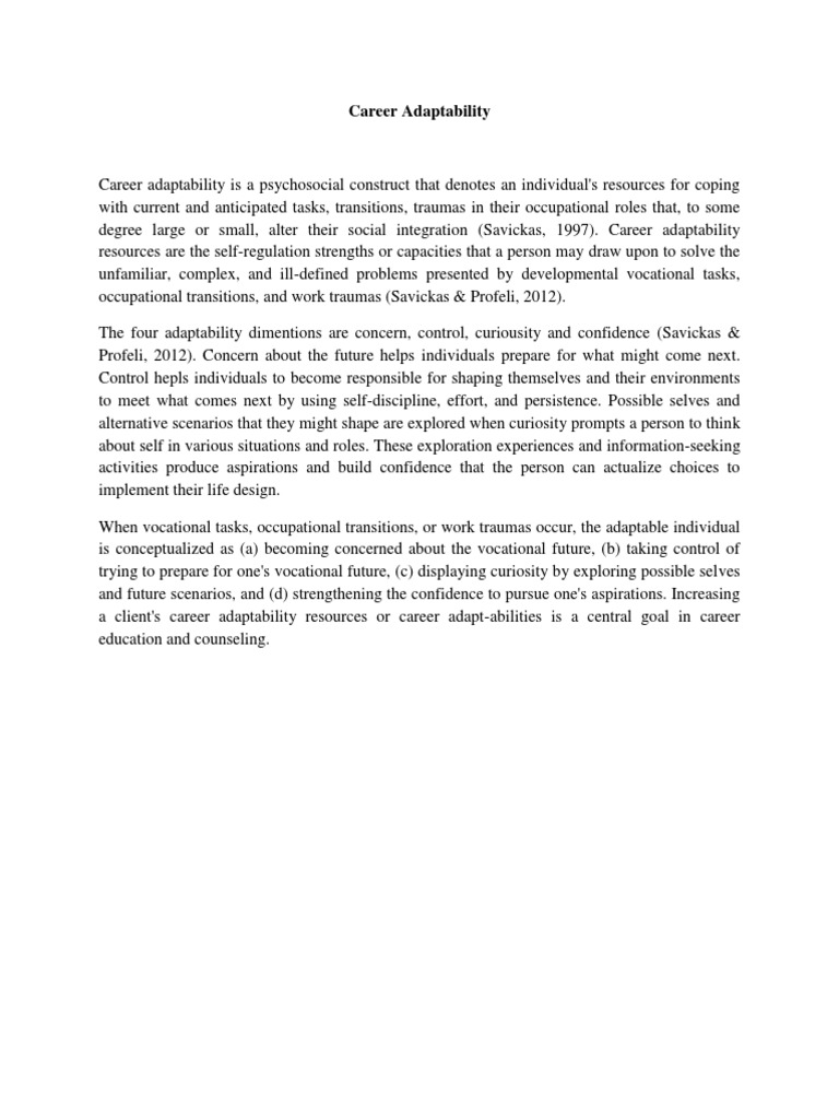 Career Adaptability PDF | PDF