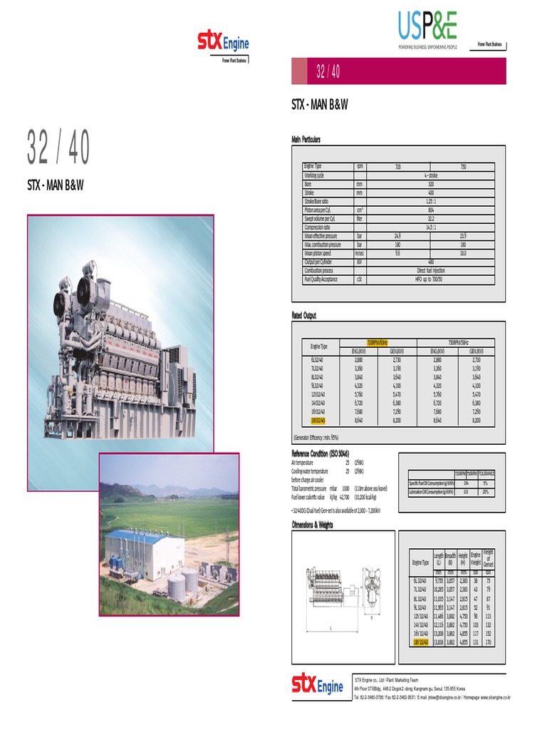 MAN B&W 32/40 Engine Specifications | PDF | Piston | Systems Engineering