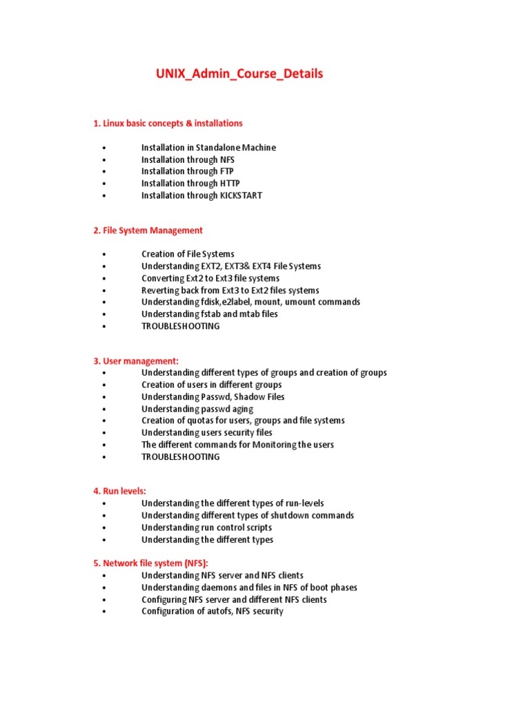 UNIX Admin Course Overview and Topics | PDF | File Transfer Protocol ...