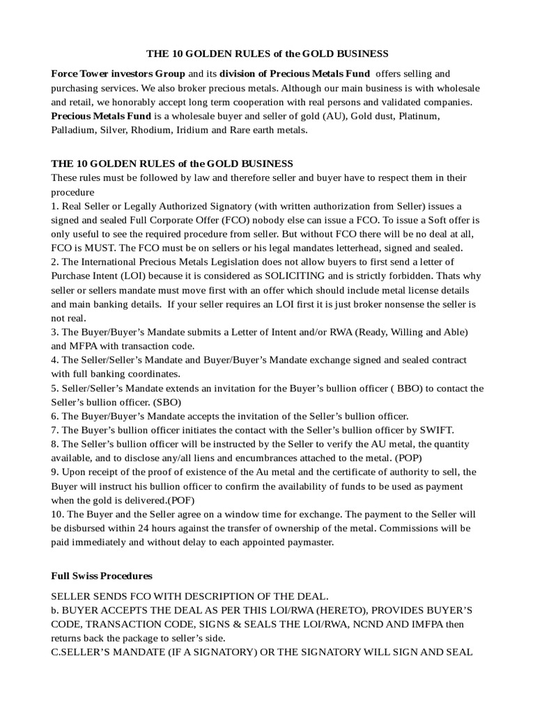 10 Golden Rules of Gold Business | PDF | Precious Metals | Gold