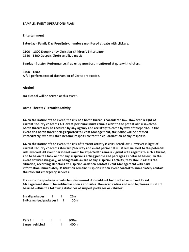 Family Event Operations Plan Overview | PDF | Emergency | Emergency ...