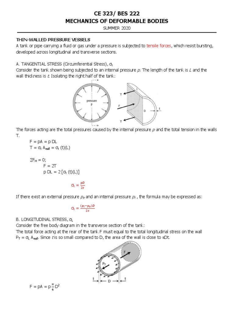 Thin-Walled Pressure Vessel Analysis | PDF | Stress (Mechanics ...
