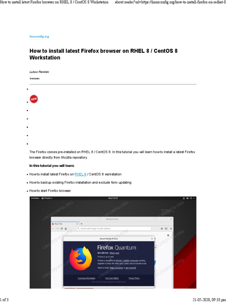 Install Firefox on RHEL 8/CentOS 8 | PDF | Free Software | System Software