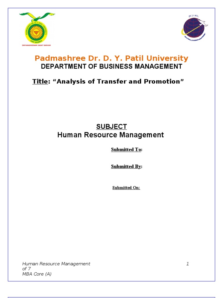 Transfer and Promotion in HRM Analysis | PDF | Employment | Human ...