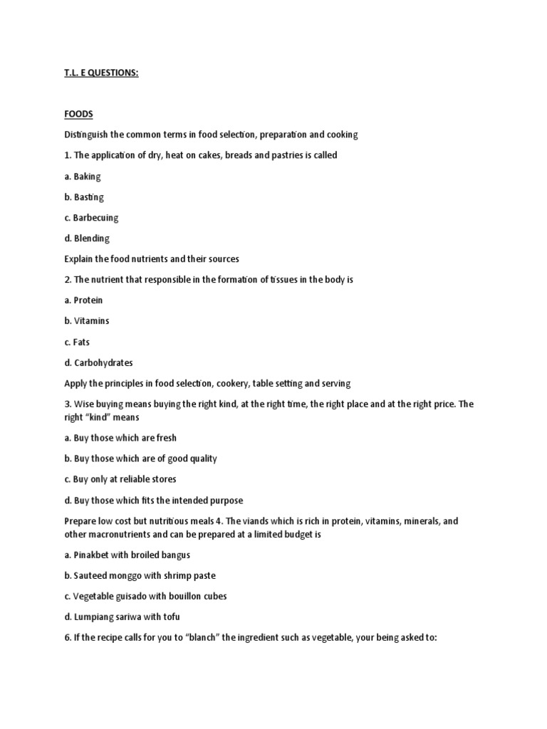 Food Preparation and Nutritional Guidelines | PDF | Plumbing | Pipe ...
