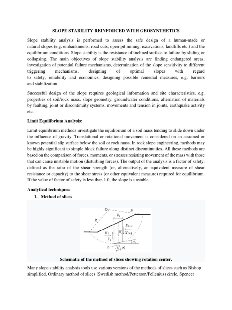 Slope Stability Analysis with Geosynthetics | PDF | Solid Mechanics ...