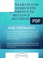 Risk Tolerance of Investors With Reference To Reliance