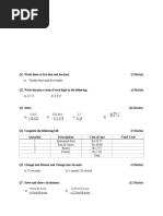 A) Twenty Three and Five-Tenths: Quantity Description Cost of One Total Cost