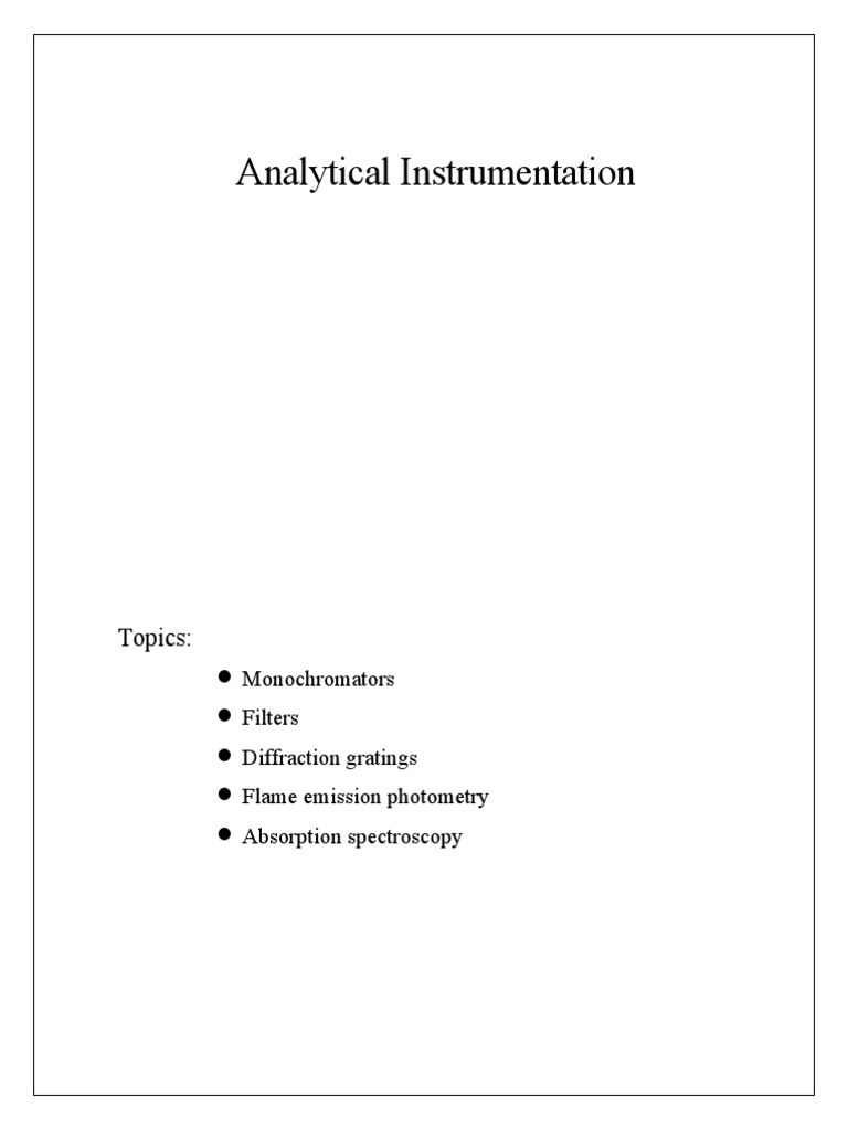 Analytical Instrumentation Concepts PDF Absorption Spectroscopy