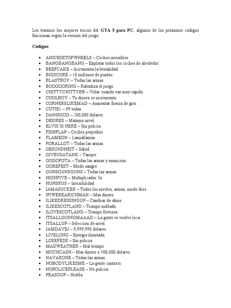 Claves Vice City 3 PDF