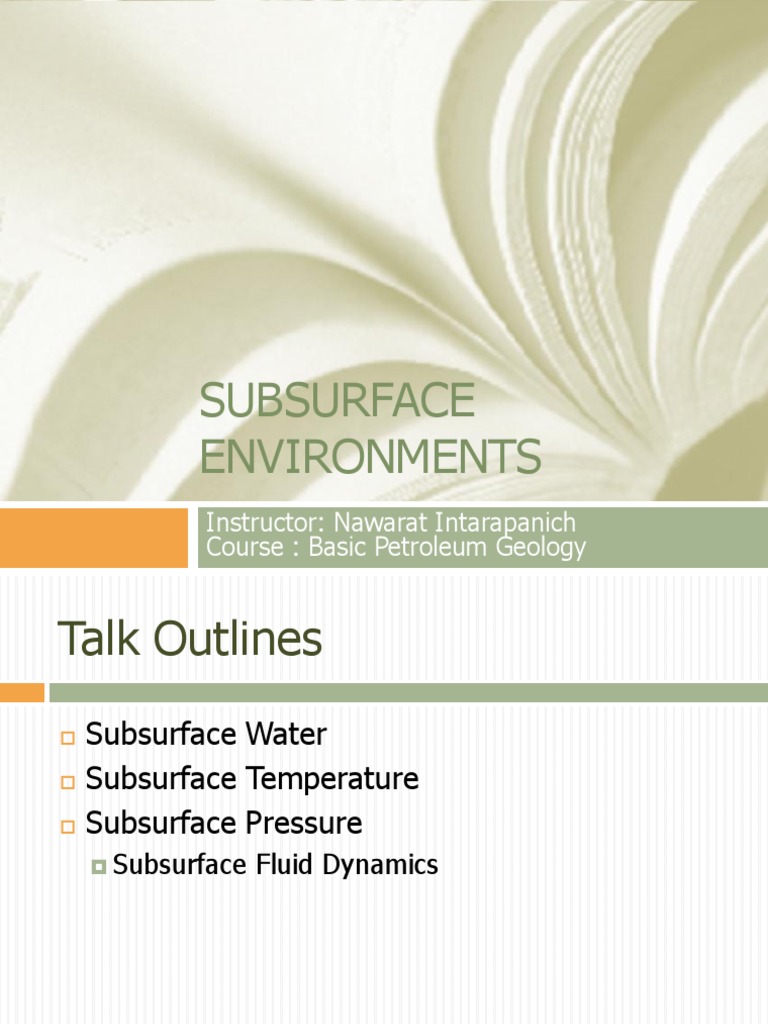 Subsurface Geology Training Overview | PDF | Pressure | Water
