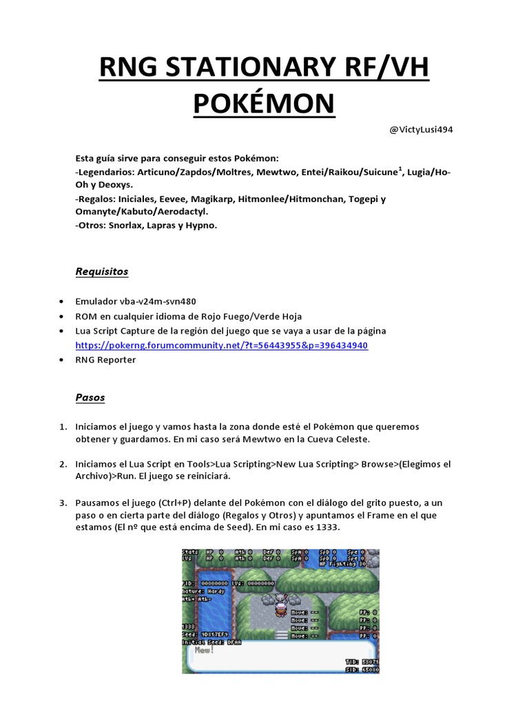 Guía RNG Stationary RFVH | PDF | Nintendo | Pokémon