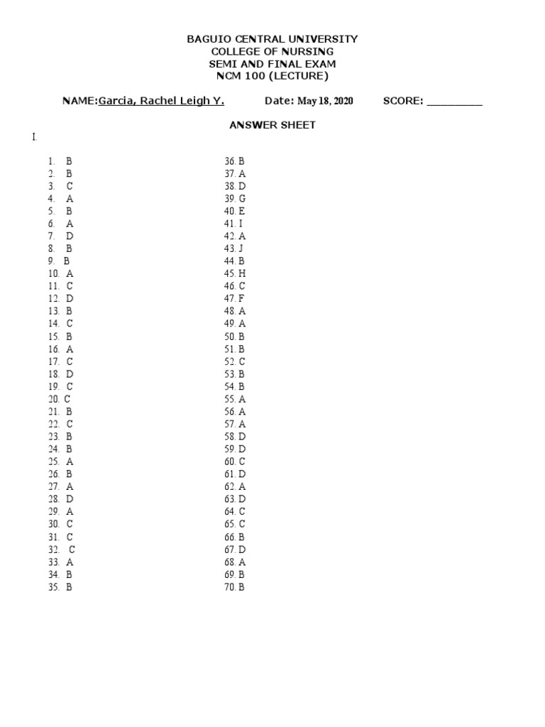 Answersheet | PDF