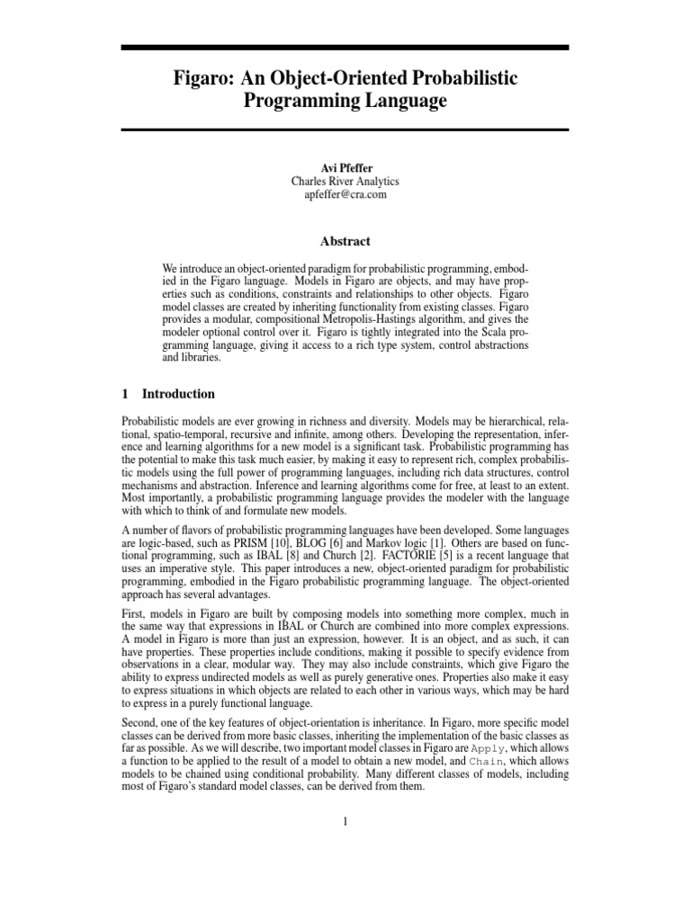 Figaro: An Object-Oriented Probabilistic Programming Language | PDF ...