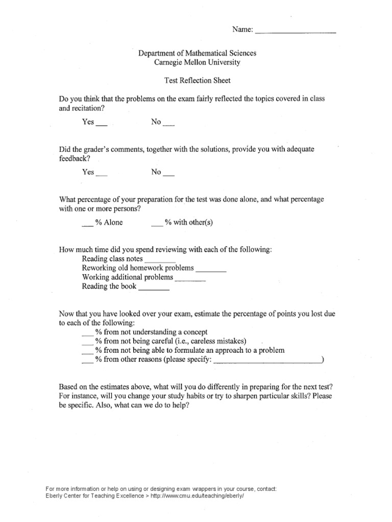 Math Exam Wrapper | PDF