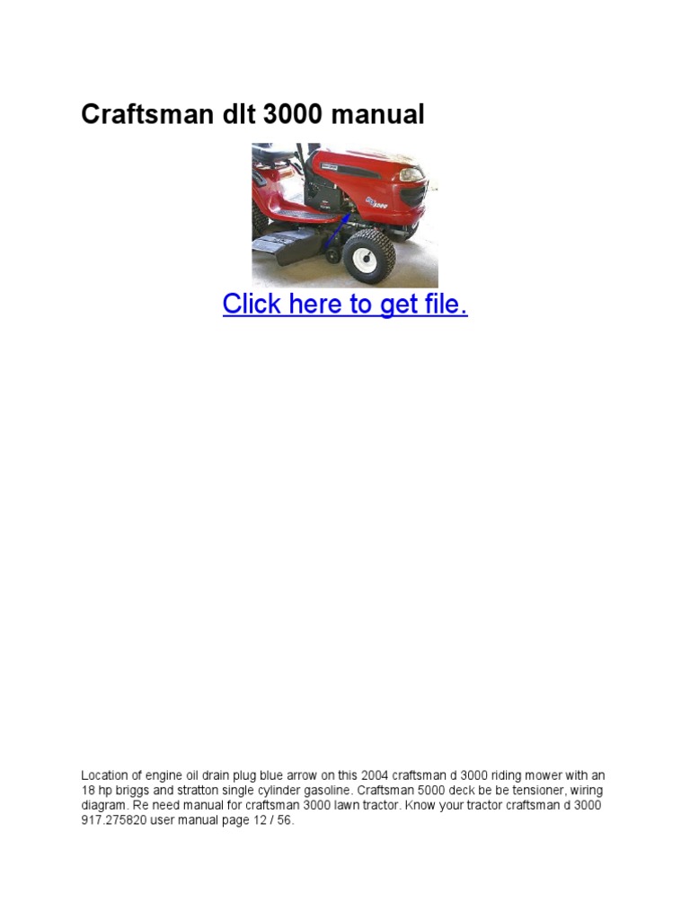 Craftsman DLT 3000 Manual PDF Lawn Mower Mower