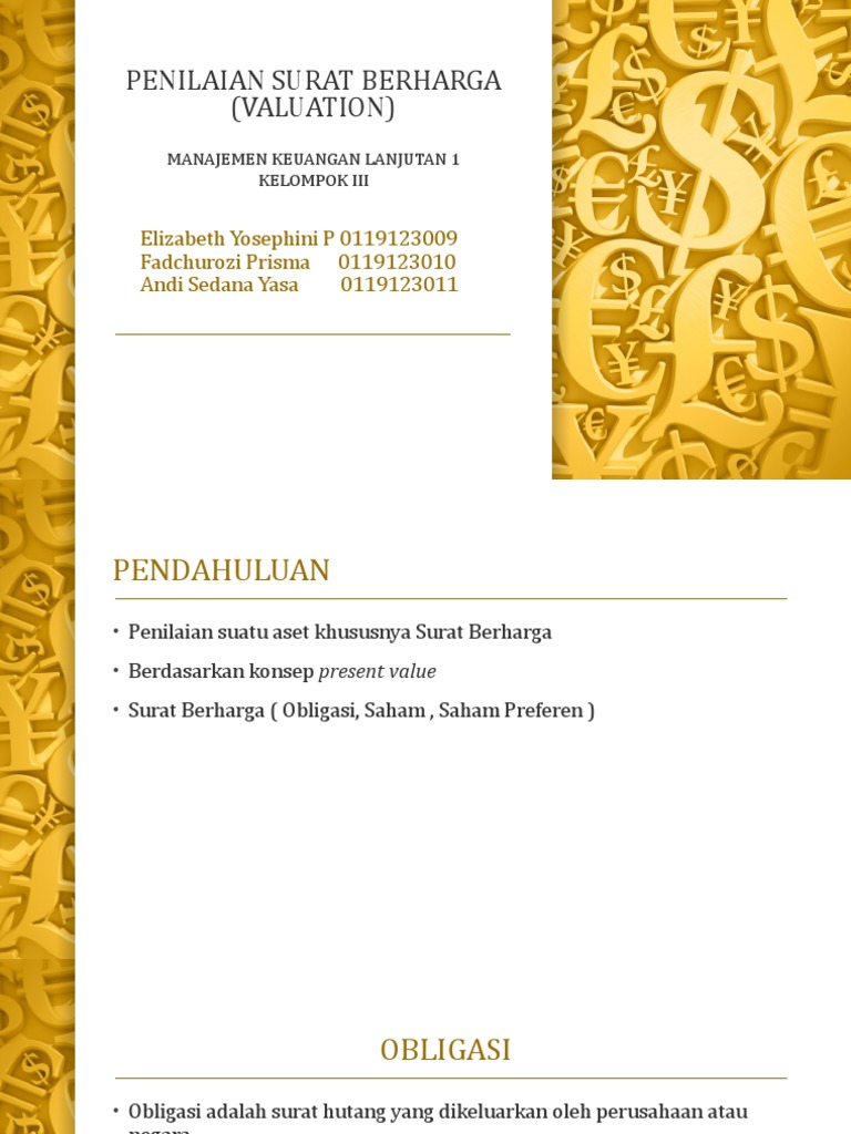 Penilaian Surat Berharga Valuation
