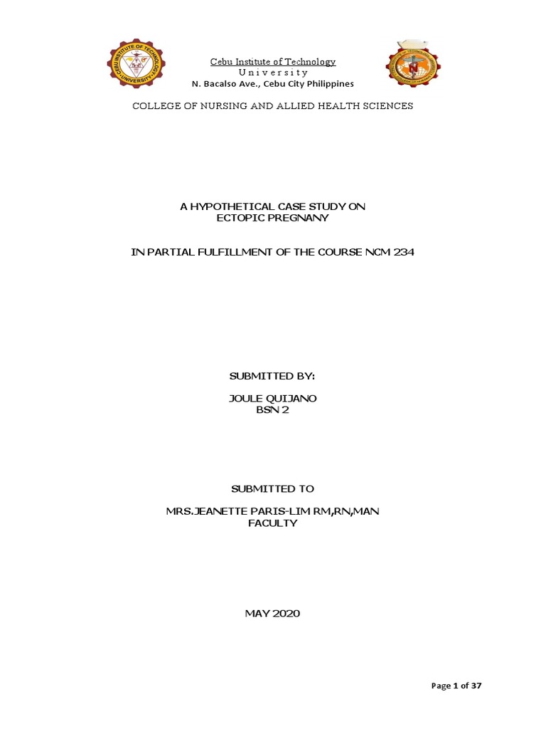 An Analysis of a Hypothetical Case Study on Ectopic Pregnancy PDF