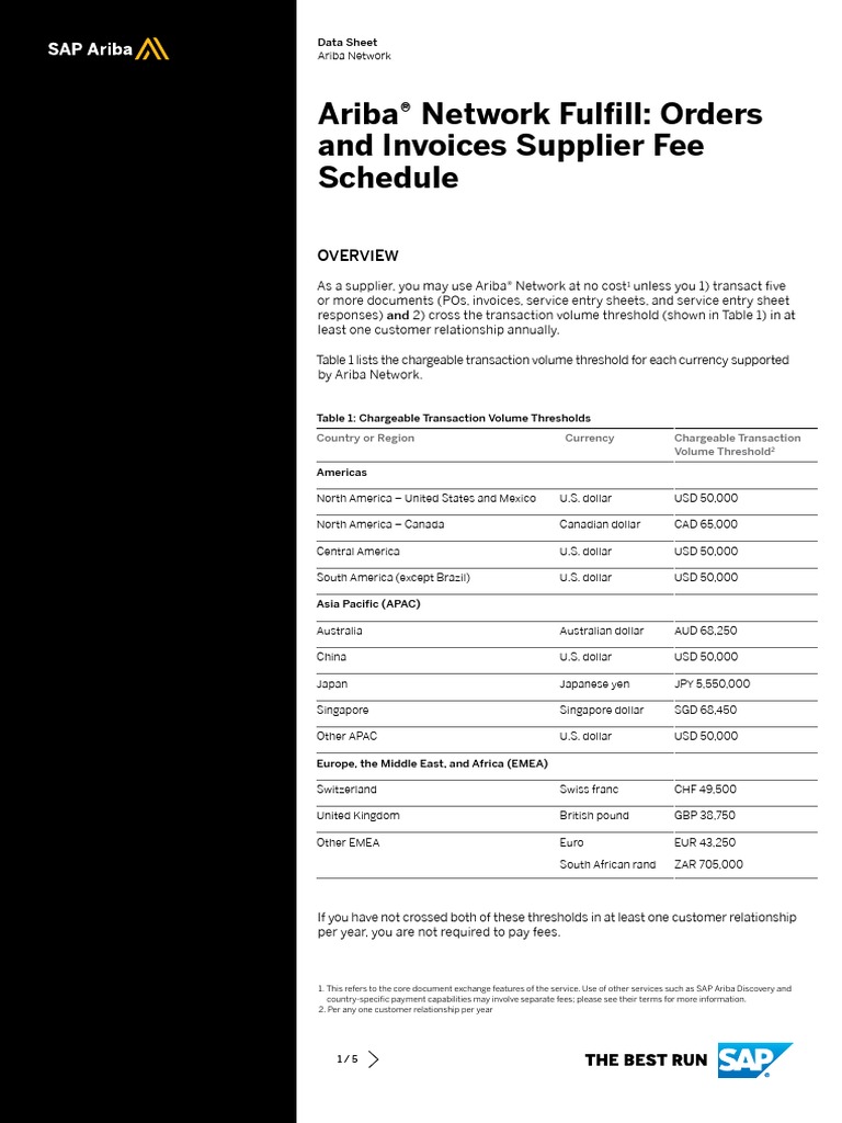 Ariba Network Fulfillment Orders and Invoices Supplier Fee Schedule | PDF |  Australian Dollar | Subscription Business Model