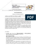 Hoja de Respuestas. Sistema Nervioso y Organos de Los Sentidos