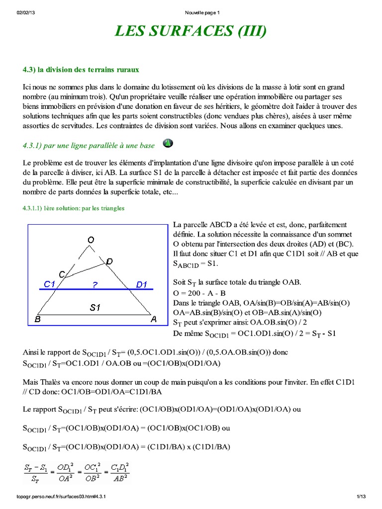 Division Des Surfaces | PDF