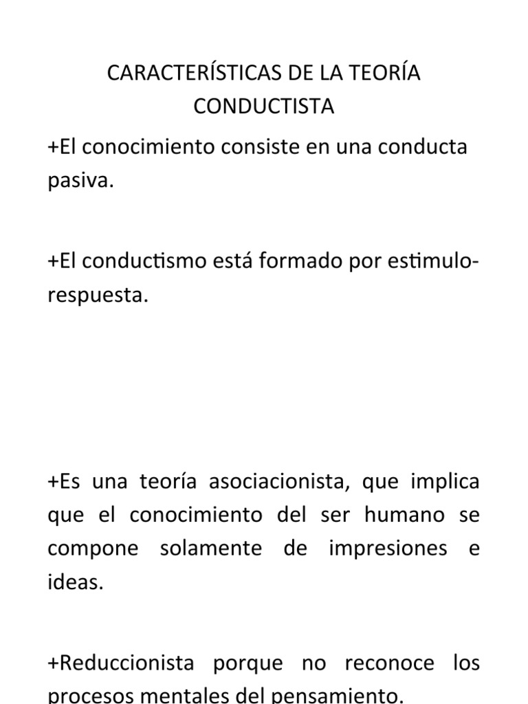 Características de La Teoría Conductista | PDF | Aprendizaje |  Comportamiento