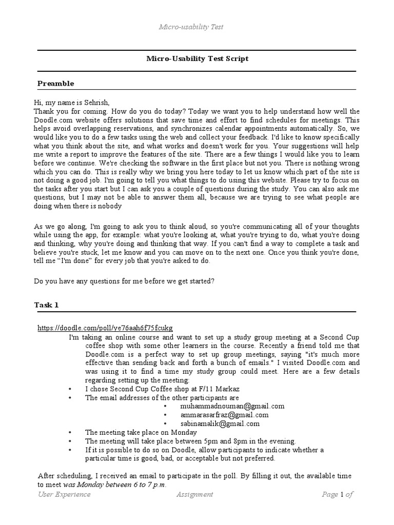 Micro-Usability Test Script | Download Free PDF | Usability | Mobile App