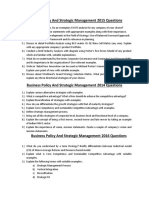 Business Policy and Strategic Management 2014 Questions