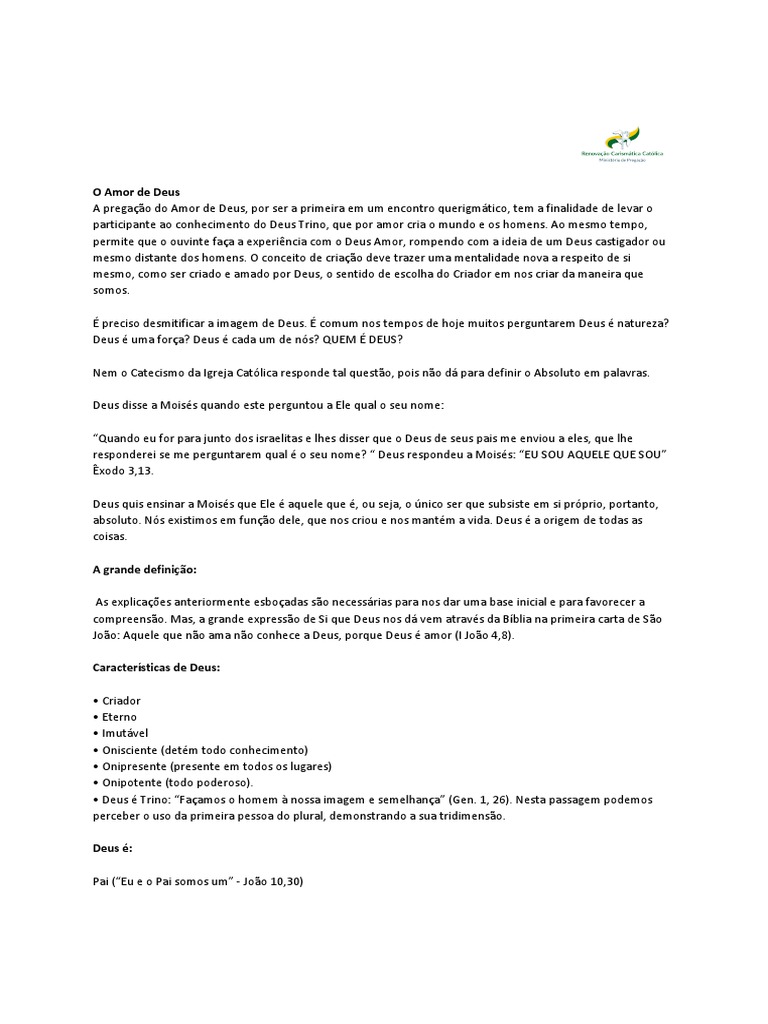 O Amor De Deus Pdf Trindade Amor