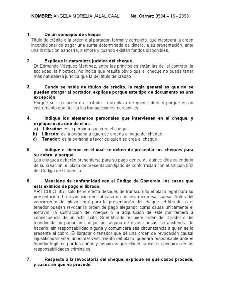 De Un Concepto de Cheque | PDF | Cheque | Dinero