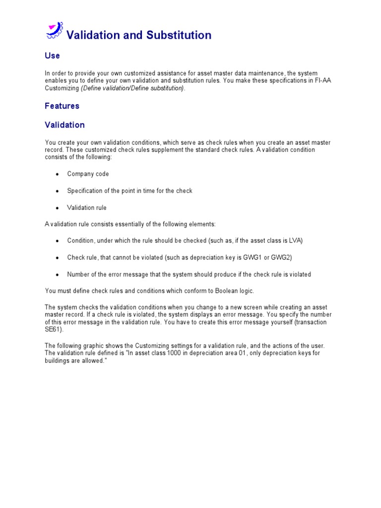 Validation And Substitution , SAP Help Portal – WLYSN