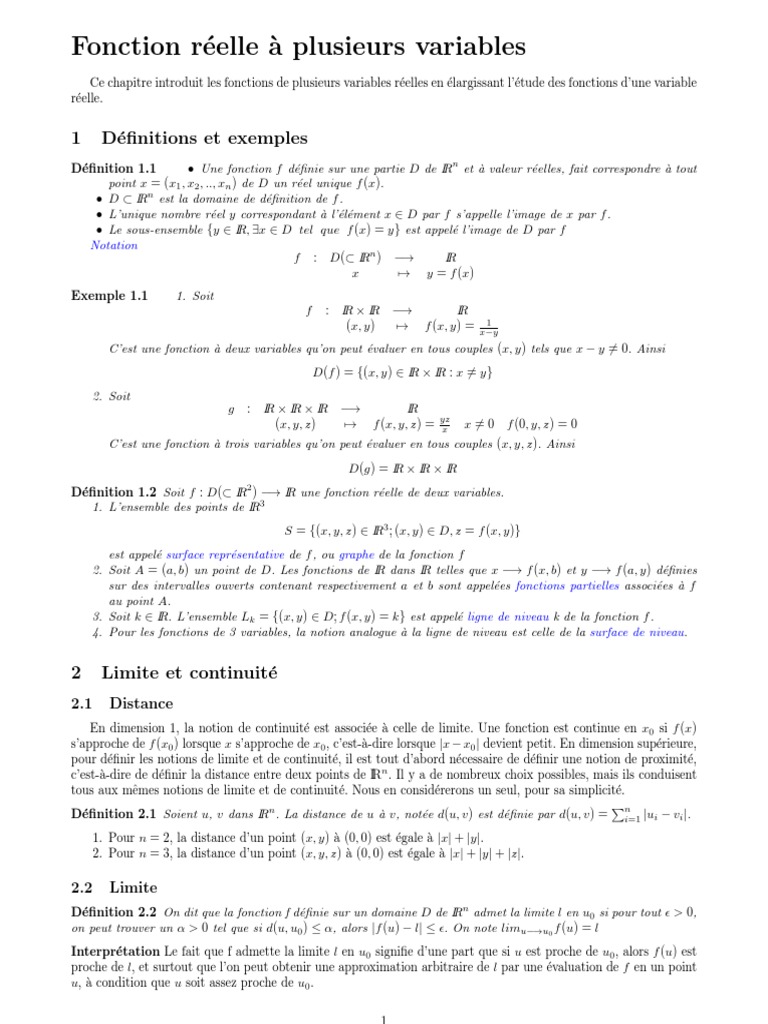 Introduction aux fonctions à plusieurs variables | PDF | Extremum ...