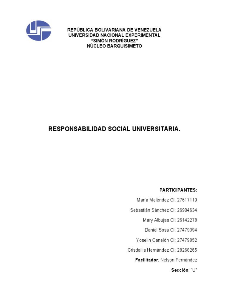 Responsabilidad Social Universitaria Trabajo Pdf Conocimiento