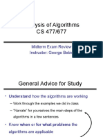 Analysis of Algorithms CS 477/677: Midterm Exam Review Instructor: George Bebis