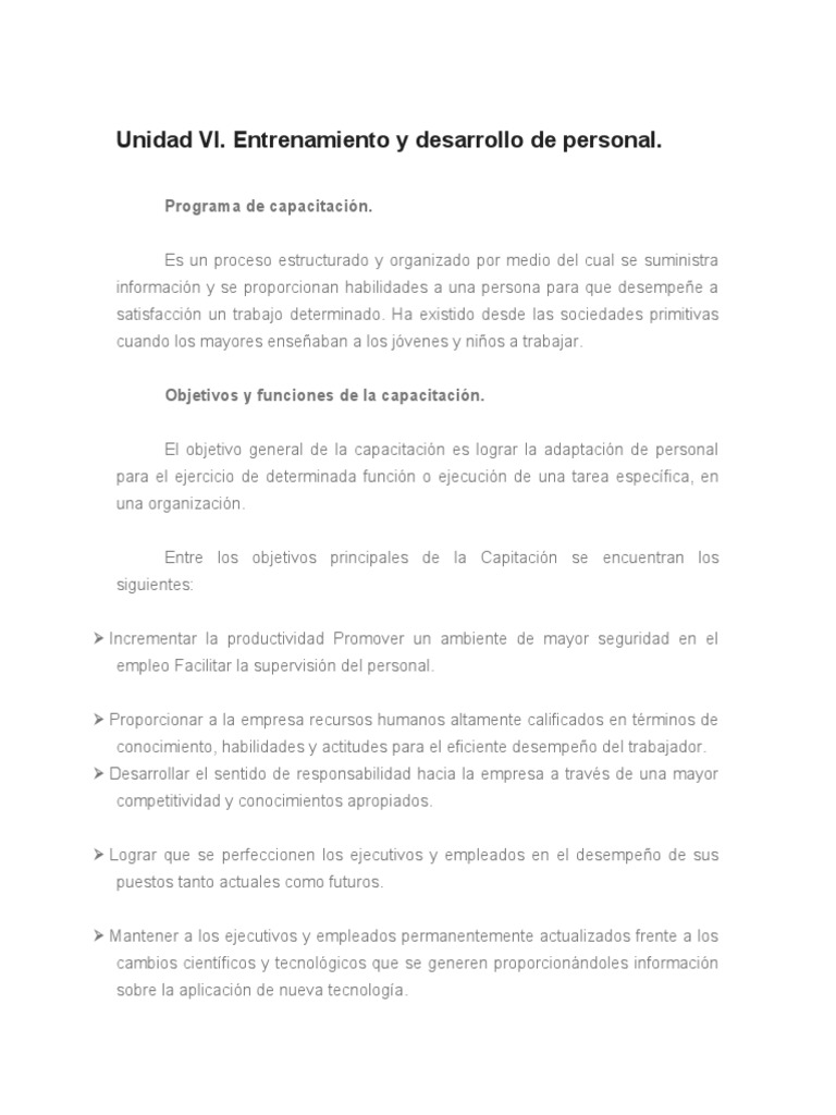 Capacitación y Desarrollo de Personal | PDF | Aprendizaje | Evaluación