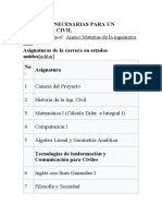 MATERIAS NECESARIAS PARA UN INGENIERO CIVIL