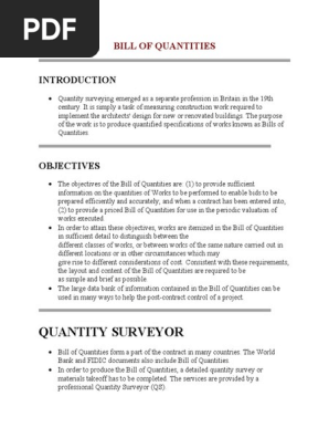 Bill of Quantities