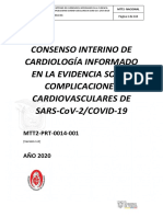 CONSENSO DE CARDIOLOGÍA SOBRE MANEJO DE COMPLICACIONES CARDIOVASCUARES ASOCIADAS A SARS COv2COVID19 Versión 1 PDF