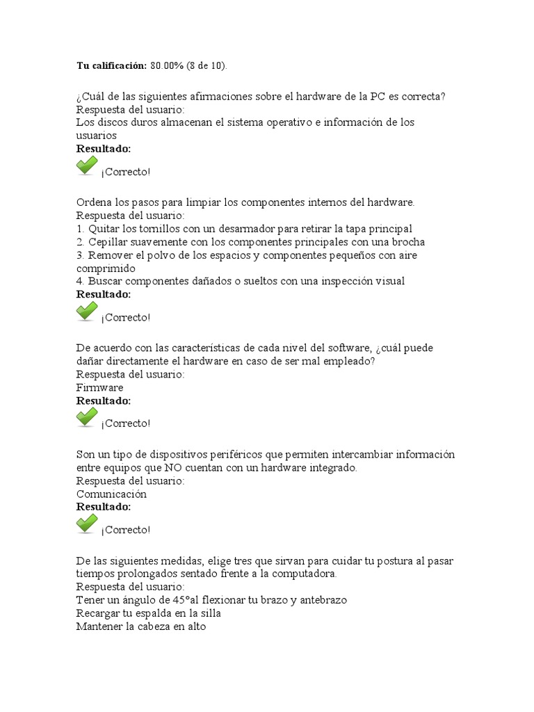 Examen de Hardware y Software PC | PDF | Hardware de la computadora ...