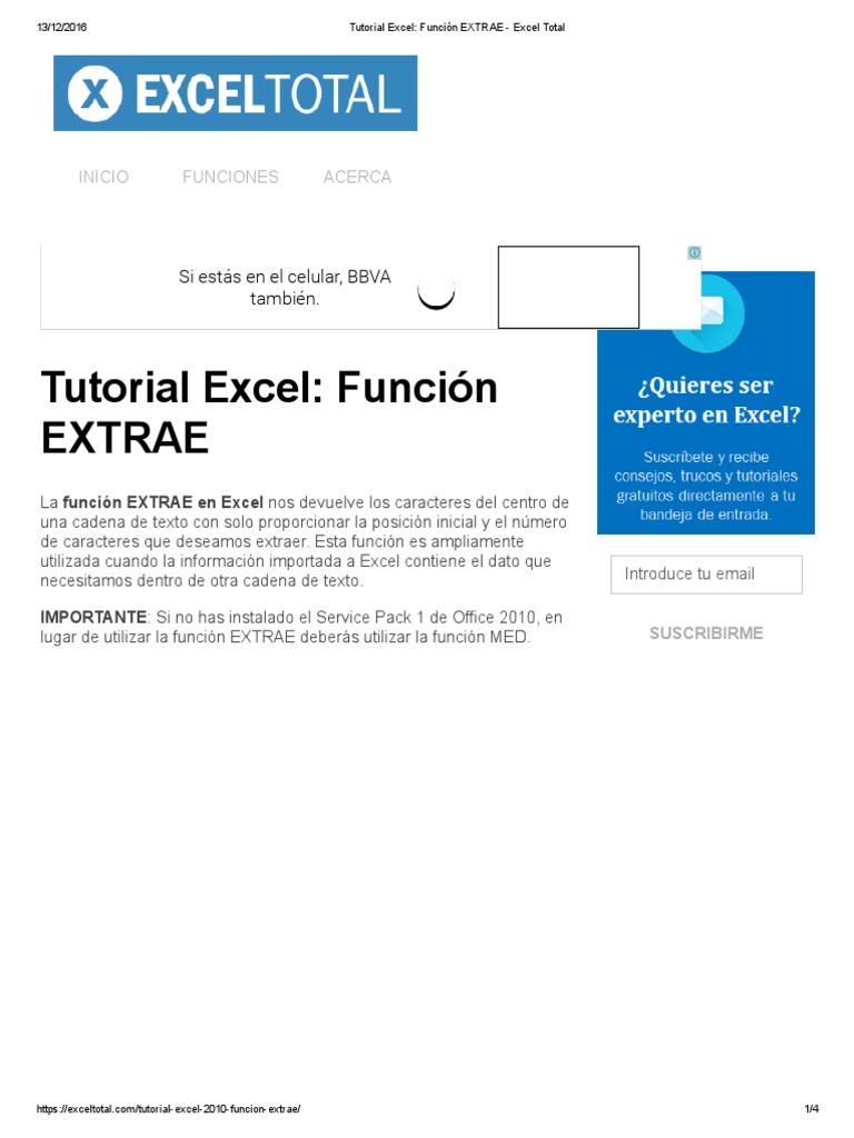 Función EXTRAE en Excel: Guía Rápida | PDF | Microsoft Excel | Informática