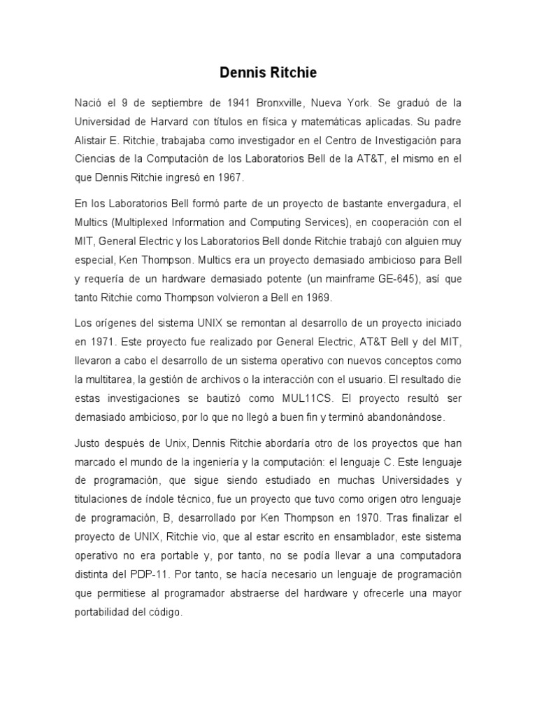 Alistair E. Ritchie y Dennis Ritchie | PDF | Ñu | Software libre