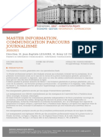 Master Information, Communication Parcours Journalisme