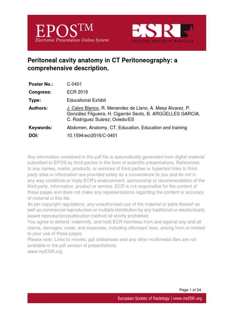 Peritoneal Cavity Anatomy in CT Peritoneography | PDF | Peritoneum ...