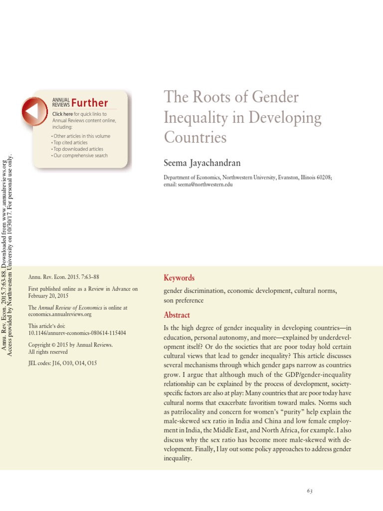 Roots of Gender Inequality | PDF | Gender Inequality | Gender Studies