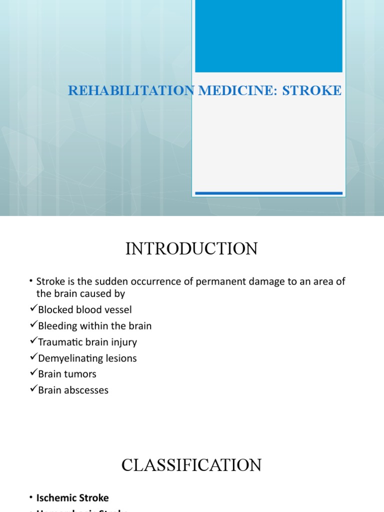 Stroke Rehabilitation Overview | PDF | Stroke | Embolism