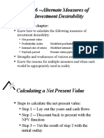 Chapter 6 - Alternate Measures of Capital Investment Desirability