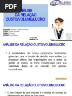 ANÁLISE DA RELAÇÃO CUSTO-VOLUME-LUCRO