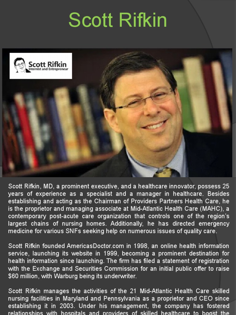 Scott Rifkin: Healthcare Innovator and Leader | PDF | Nursing Home Care ...
