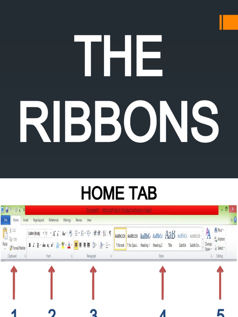 MS Word Ribbons PDF Typography Printing